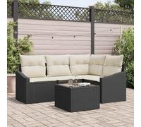 Qnhdfrt Set di 5 divani sezionali per esterni, in rattan naturale, con cuscino, design modulare, per giardino, terrazza e balcone