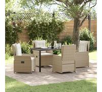 Qnhdfrt Set di 5 pezzi da giardino in polyrattan beige con telaio in acciaio, design moderno, per esterni, per balcone, terrazza e giardino, atmosfera accogliente