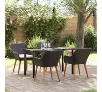 Qnhdfrt Set di 5 pezzi da giardino rettangolare in rattan sintetico sintetico sintetico con sedie imbottite per balcone terrazza giardino