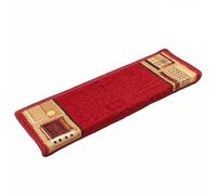 Qnhdfrt Set di 5 tappetini per scale, colore rosso, 65 x 21 cm, autoadesivi, 100% poliammide, pelo da 3 mm, antiscivolo e lavabili, tappeto moderno per interni, gradini per scale in legno