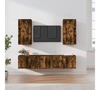 Qnhdfrt Set di 5 tavole per TV in legno di affumicatura, 100/40/40 cm, con montaggio a parete, moderno tavolo da soggiorno per Living Room
