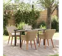 Qnhdfrt Set di 5 tovagliette da giardino beige rettangolare in polyrattan con 4 sedie, design moderno, robusto e durevole, per balcone, giardino, terrazza, mobili esterni