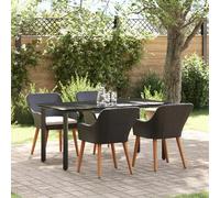 Qnhdfrt Set di 5 tovagliette da pranzo da giardino, rettangolari, in rattan sintetico, per esterni, per balcone e terrazza, con sedie imbottite