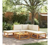 Qnhdfrt Set di 6 divani da giardino in legno di acacia e rattan PE con cuscino, per esterni, per giardino, terrazza, balcone