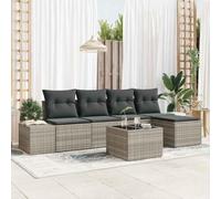 Qnhdfrt Set di 6 divani esterni in rattan sintetico grigio chiaro set da giardino con cuscino design modulare per balcone e terrazza