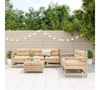 Qnhdfrt Set di 6 saloni da giardino in pino massiccio, 62 x 62 cm, moderni, mobili da balcone con cuscino beige e design a doghe per giardino, terrazza, balcone