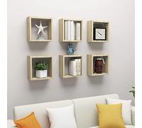 Qnhdfrt Set di 6 scaffali a cubo in rovere Sonoma, 30 x 15 x 30 cm, design robusto per la conservazione in soggiorno, camera da letto, cucina