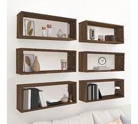 Qnhdfrt Set di 6 scaffali a cubo marrone effetto quercia, scaffalatura sospesa, 60 x 15 x 23 cm, materiale in legno, stabile per soggiorno, camera da letto, cucina