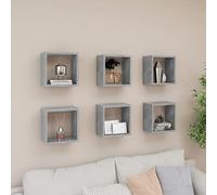 Qnhdfrt Set di 6 scaffali da parete, grigio cemento, 26 x 15 x 26 cm, in legno - moderna mensola sospesa per decorazione in soggiorno, camera da letto e cucina