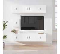 Qnhdfrt Set di 7 armadi TV bianco in legno 100 x 34,5 x 40 cm soggiorno basso tavolo TV con montaggio a parete, design moderno salvaspazio per Living Room