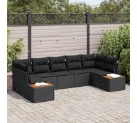 Qnhdfrt Set di 7 divani da giardino, colore nero, moderno, per esterni, in rattan naturale, con spazio per giardino, terrazza e balcone
