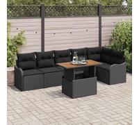 Qnhdfrt Set di 7 divani da giardino, in rattan moderno, per esterni, con cuscino per balcone, terrazza o giardino, materiale robusto, resistente alle intemperie, comodo set di sedute per 6 persone