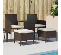 Qnhdfrt Set di 7 divani da giardino in rattan PE con tavolo da tè e sgabello, crema marrone, impermeabile e durevole, per giardino, balcone e terrazza