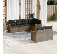 Qnhdfrt Set di 7 divani da giardino, in rattan sintetico, con cuscino, modulare, per terrazza, giardino, balcone, lounge
