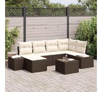 Qnhdfrt Set di 7 divani da giardino sezionali per esterni, in rattan sintetico, colore marrone, con cuscino, design moderno per balcone e terrazza, impermeabile e durevole