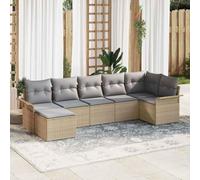 Qnhdfrt Set di 7 divani esterni beige in polyrattan con cuscino divano da giardino modulare per balcone terrazza e giardino lounge mobili