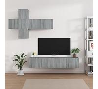 Qnhdfrt Set di 7 mobili per TV Sonoma grigio in legno - Tavola bassa moderna con montaggio a parete per un uso ottimale dello spazio in soggiorno