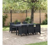 Qnhdfrt Set di 7 tovagliette da pranzo da giardino in rattan sintetico, rettangolare, per 6 persone, robusto e comodo, per giardino e terrazza