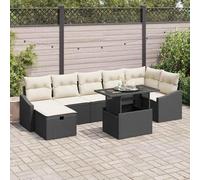 Qnhdfrt Set di 8 divani angolari da giardino, in polyrattan, con cuscino e spazio per 7 persone, comodi e resistenti alle intemperie, per terrazze, giardini e balconi
