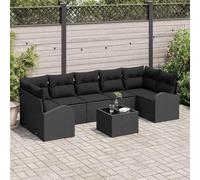 Qnhdfrt Set di 8 divani da giardino con cuscino in rattan sintetico nero, design moderno per terrazza, balcone e giardino d'inverno