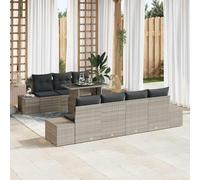 Qnhdfrt Set di 8 divani da giardino in polyrattan grigio con cuscino, design moderno per terrazza, balcone e giardino, resistente alle intemperie e durevole