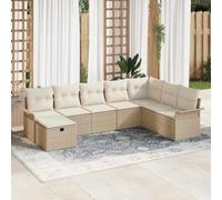 Qnhdfrt Set di 8 divani da giardino in rattan sintetico con cuscini beige, design moderno per terrazza, balcone e giardino d'inverno