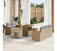 Qnhdfrt Set di 8 divani da giardino in robusto polyrattan con cuscino, colore beige, design moderno per balconi, terrazze e giardini d'inverno
