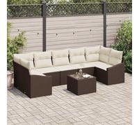 Qnhdfrt Set di 8 divani da giardino per esterni, con cuscino in polyrattan marrone, design moderno per giardino, terrazza e balcone, resistente alle intemperie e confortevole