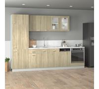 Qnhdfrt Set di 8 mobili da cucina Lione in rovere Sonoma in legno per angolo cottura con molto spazio armadietto pensile