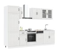 Qnhdfrt Set di 8 mobili da cucina Lucca bianco lucido in legno con elementi in vetro e piedini regolabili per un sacco di spazio nella vostra cucina