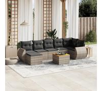 Qnhdfrt Set di 8 pezzi da giardino con tavolo e cuscino in rattan PE per terrazza, giardino, balcone, salone