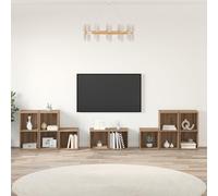 Qnhdfrt Set di 8 ripiani per TV, in legno di quercia Artisan, 37 x 35 x 72 cm, sistema modulare con dadi di memorizzazione per soggiorno e ufficio