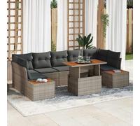 Qnhdfrt Set di 8 tovagliette da pranzo da giardino in polyrattan grigio con posti a sedere espandibili e spazio di archiviazione, moderno set di divani per esterni per balcone e terrazza