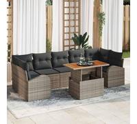 Qnhdfrt Set di 8 tovagliette da pranzo da giardino, in rattan naturale, con vano portaoggetti e cuscini resistenti alle intemperie, design moderno per terrazza, balcone e giardino