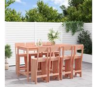 Qnhdfrt Set di 9 bar da giardino in legno massiccio di Douglas non trattato con 8 sgabelli da bar e tavolo, robusti mobili per esterni, per terrazza, giardino, balcone