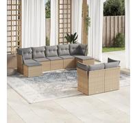 Qnhdfrt Set di 9 divani da giardino, in polietilene, in rattan sintetico, con cuscino, design modulare, per terrazza, balcone e giardino