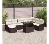 Qnhdfrt Set di 9 divani da giardino in polyrattan, con cuscino, design moderno, per 8 persone, resistente alle intemperie e robusto, con spazio per terrazza, giardino e balcone