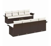 Qnhdfrt Set di 9 divani da giardino in polyrattan, modulari, per giardino e terrazza, con comodi cuscini e tavolo multifunzione con contenitore, marrone