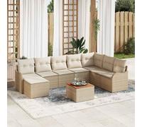 Qnhdfrt Set di 9 divani da giardino in rattan naturale con cuscino e tavolo, design modulare per balcone, terrazza e giardino d'inverno