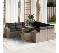 Qnhdfrt Set di 9 divani da giardino, in rattan sintetico, con cuscino e spazio per terrazza, giardino, balcone, salone