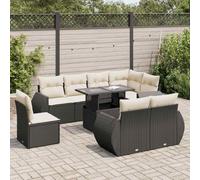 Qnhdfrt Set di 9 divani da giardino, in rattan sintetico, con cuscino, spazio di archiviazione e tavolo regolabile, per terrazza, giardino e balcone