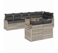 Qnhdfrt Set di 9 divani da giardino in rattan sintetico grigio chiaro con cuscino, design modulare per terrazza e balcone