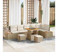 Qnhdfrt Set di 9 divani da giardino modulari per esterni, beige, in polyrattan, 80 x 80 cm, resistente alle intemperie, divano ad angolo, balcone, salottino, salvaspazio, per giardino, terrazza e