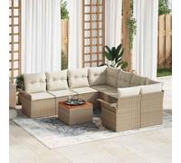 Qnhdfrt Set di 9 divani mobili da giardino in polyrattan con cuscino, beige, per 8 persone, per terrazze, balconi, giardini