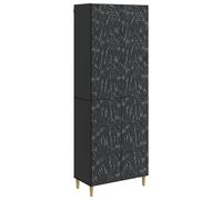 Qnhdfrt Set di Armadi 2 Pezzi Nero in Legno Ingegnerizzato | Mobiletto multiuso salotto e patio con 4 ripiani e 4 ante per organizzare ogni spazio esterno o interno
