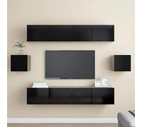 Qnhdfrt Set di armadi sospesi per TV, colore nero, in legno a parete, con ampio spazio di archiviazione, 4 x 80 x 30 x 30 cm e 2 x 30,5 x 30 x 30 cm, per mobili da soggiorno