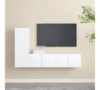 Qnhdfrt Set di armadi sospesi per TV in legno bianco con molto spazio 1 x 90 cm e 2 x 30 cm altezza per soggiorno mobili TV
