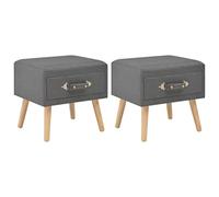 Qnhdfrt Set di comodini in tessuto e legno di pino grigio scuro con cassetto 40 x 35 x 40 cm, 2 pezzi, armadietto sottile per camera da letto e soggiorno