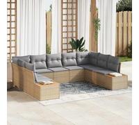 Qnhdfrt Set di divani da esterno in rattan da 5 posti, con spazio di archiviazione, beige, grigio, divano da giardino modulare, per terrazze, giardino, lounge