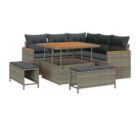Qnhdfrt Set di divani da giardino, 8 pezzi, 100 x 100 cm, in polyrattan, modulare, altezza regolabile, per terrazza, balcone, giardino, esterno, soggiorno